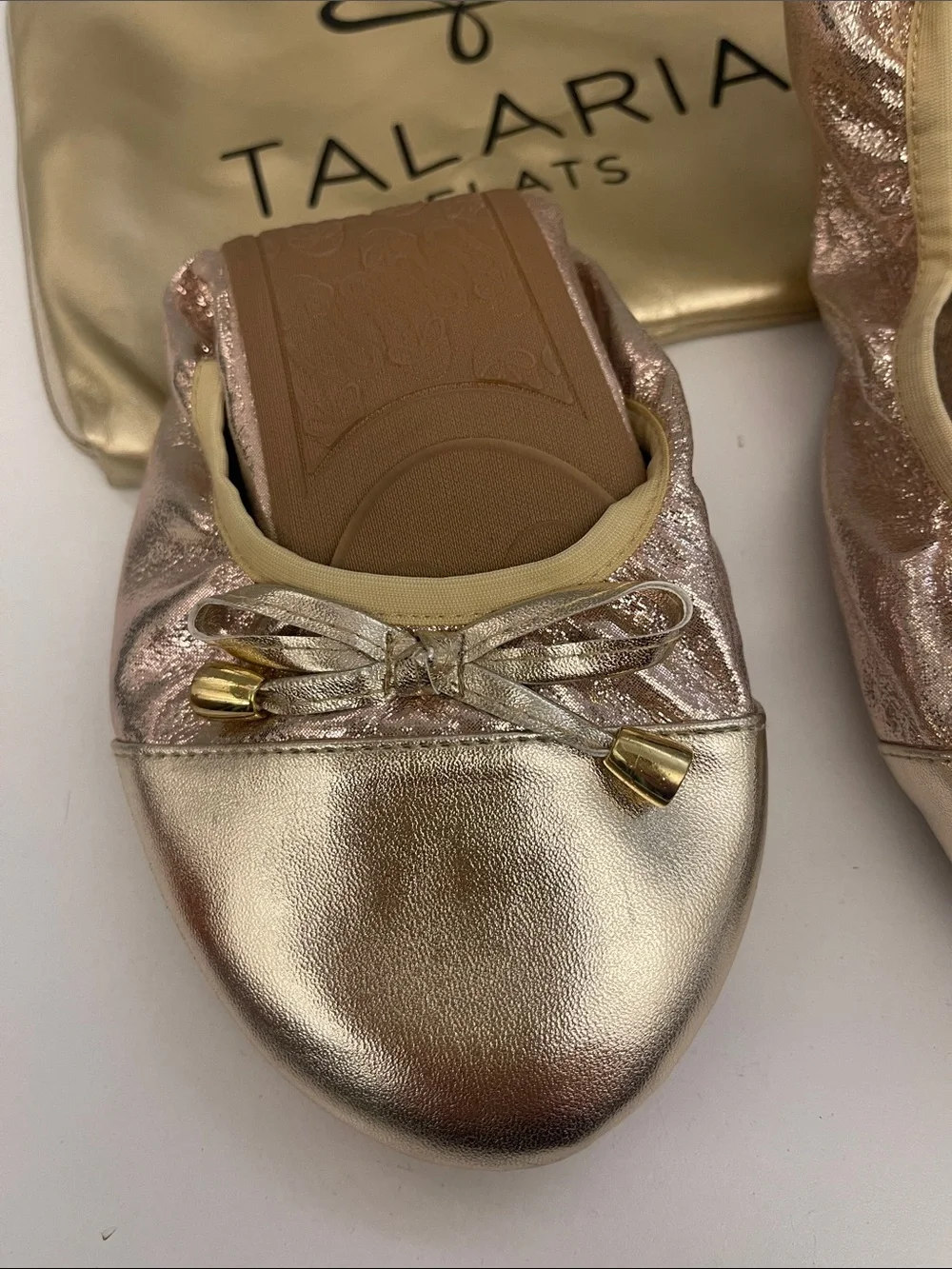 Talaria - Women’s Metallic Gold Foldable Ballet Flats Size 12